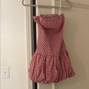Red Gingham bubble skirt dress
